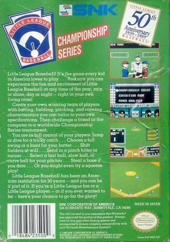Little League Baseball ($5-$7) - Nintendo Entertainment System (NES) (SNK) video game collectible - Main Image 2