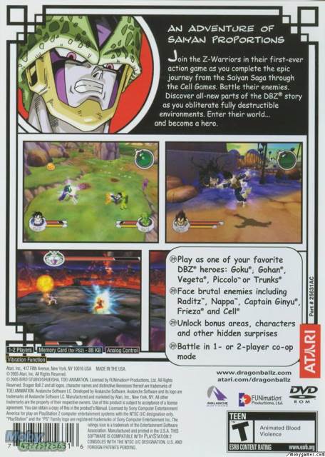 Dragon Ball Z: Sagas - Sony PlayStation 2 (PS2) (Atari - 2) video game collectible [Barcode 742725256316] - Main Image 2