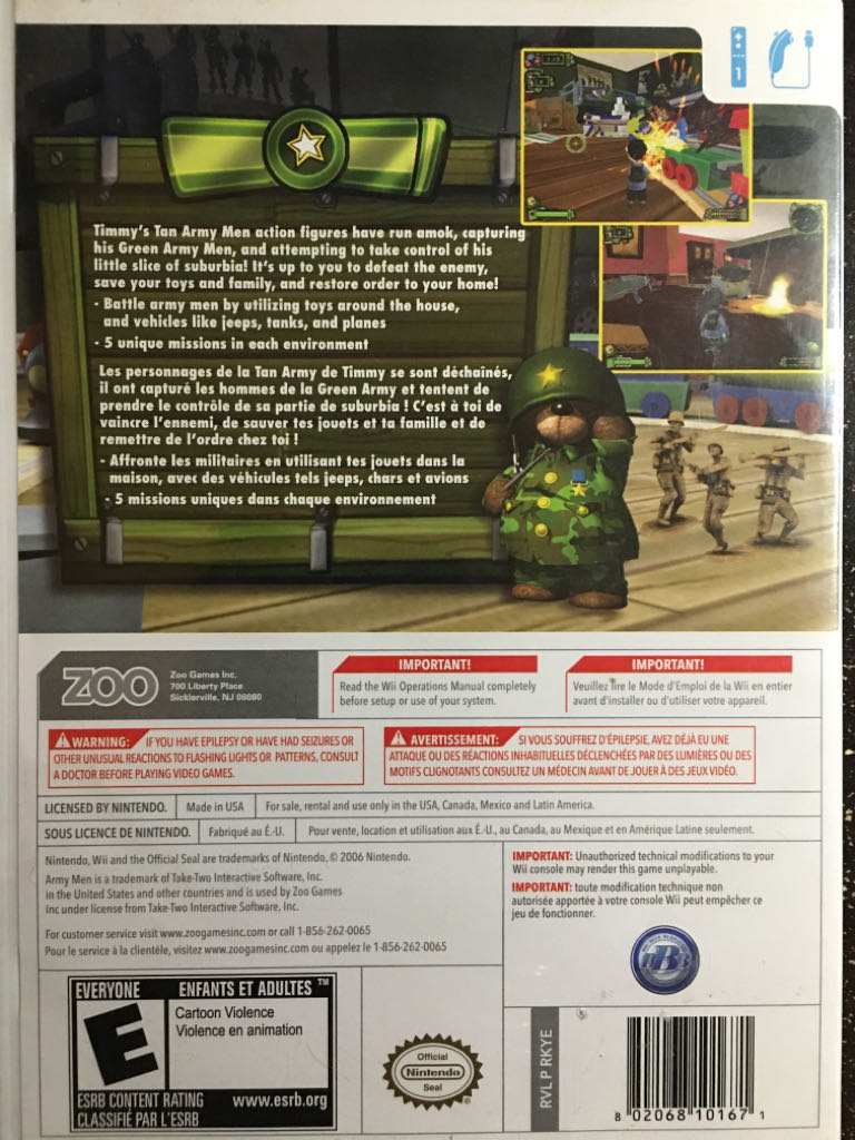 Army Men: Soldiers of Misfortune - Nintendo Wii (ZOO Games Inc. - 1) video game collectible [Barcode 802068101671] - Main Image 2