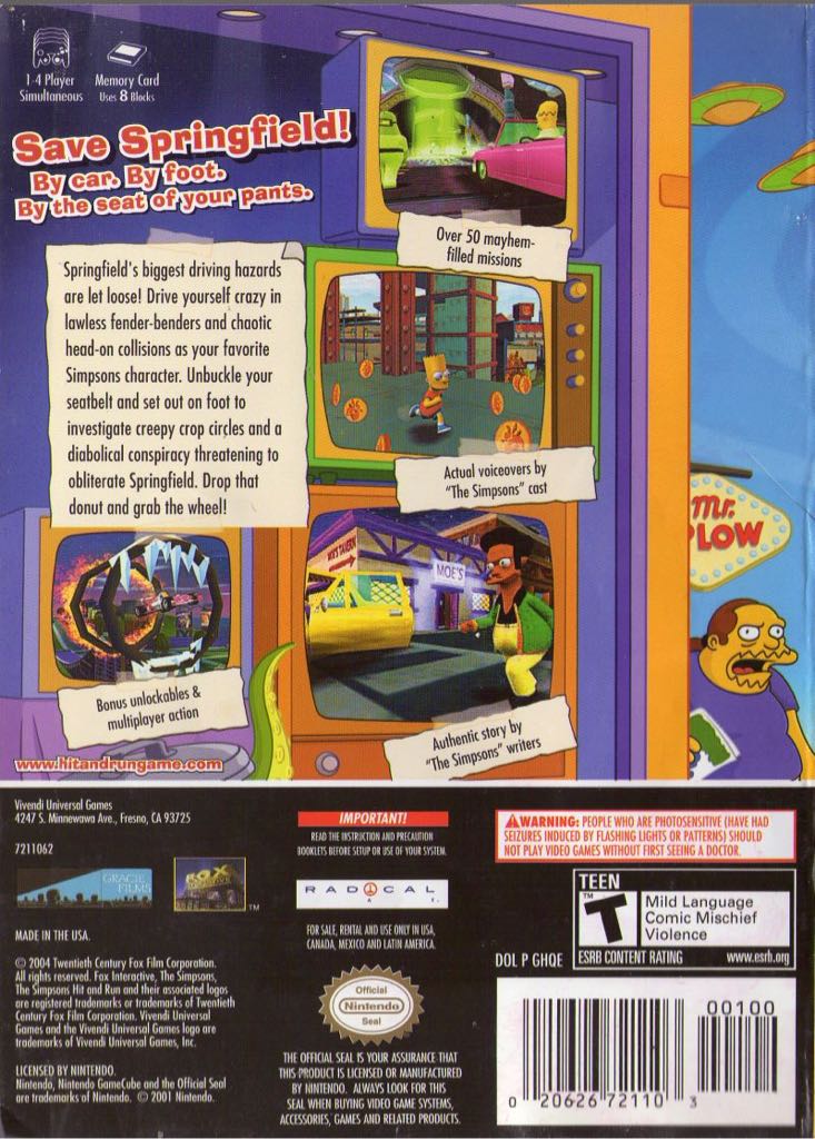 The Simpsons Hit & Run - Nintendo GameCube video game collectible [Barcode 2174481145814] - Main Image 2