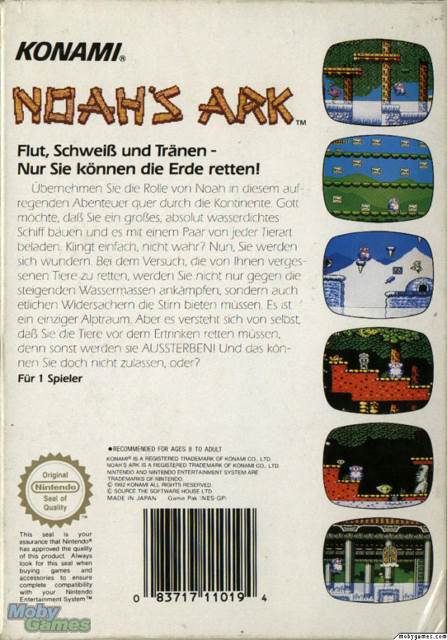 Noahs Ark - Nintendo Entertainment System (NES) (Konami - 1) video game collectible - Main Image 2