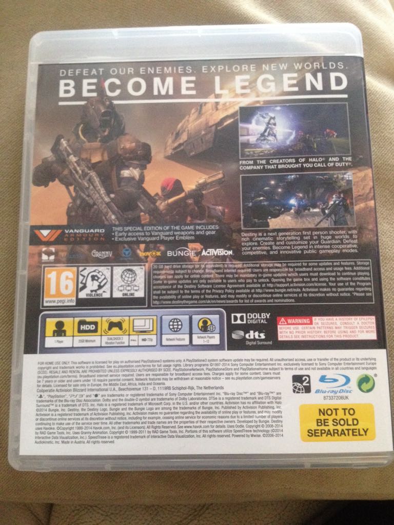 (cd Only) Destiny - Sony PlayStation 3 (PS3) (Activision - 1) video game collectible [Barcode 5030917124167] - Main Image 2