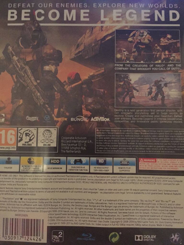 Destiny - Sony PlayStation 4 (PS4) (1) video game collectible [Barcode 5030917124426] - Main Image 2