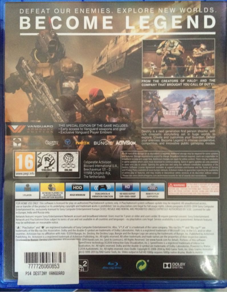 Destiny - Sony PlayStation 4 (PS4) (Activision - 1) video game collectible [Barcode 777726060853] - Main Image 2