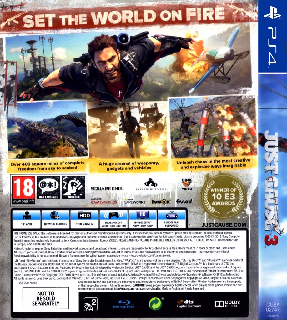Just Cause 3 - Sony PlayStation 4 (PS4) (Square Enix - 1) video game collectible [Barcode 5021290000612] - Main Image 2