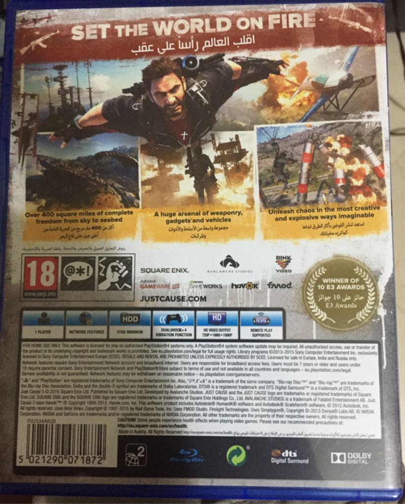 Just Cause 3 - Sony PlayStation 4 (PS4) (Square Enix - 1) video game collectible [Barcode 5021290071872] - Main Image 2