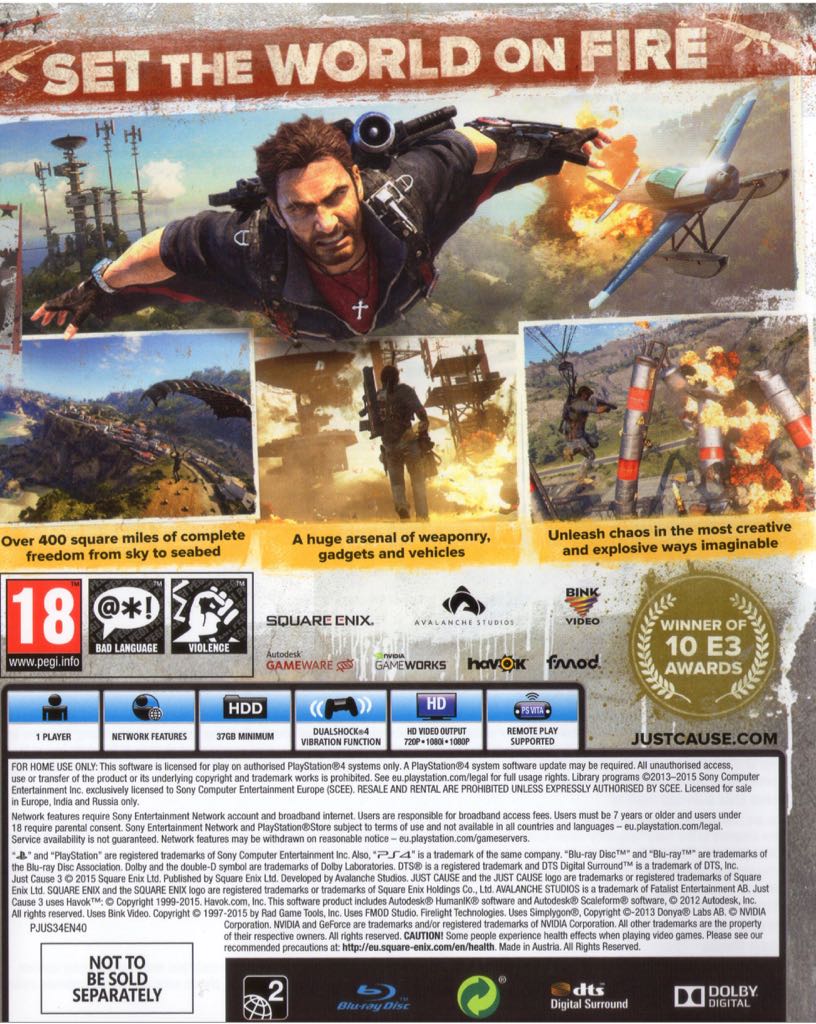 Just Cause 3 - Sony PlayStation 4 (PS4) (SCUARC CNIX - 1) video game collectible - Main Image 2