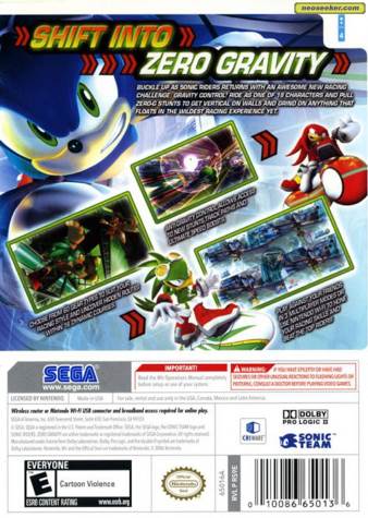 Sonic Riders Zero Gravity - Nintendo Wii (Nintendo - 4 Players) video game collectible [Barcode 5060138435261] - Main Image 2