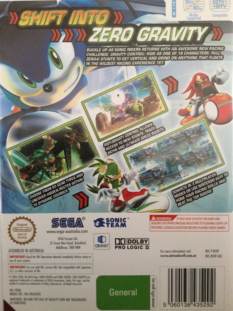 Sonic Riders Zero Gravity - Nintendo Wii (Nintendo - 4) video game collectible - Main Image 2