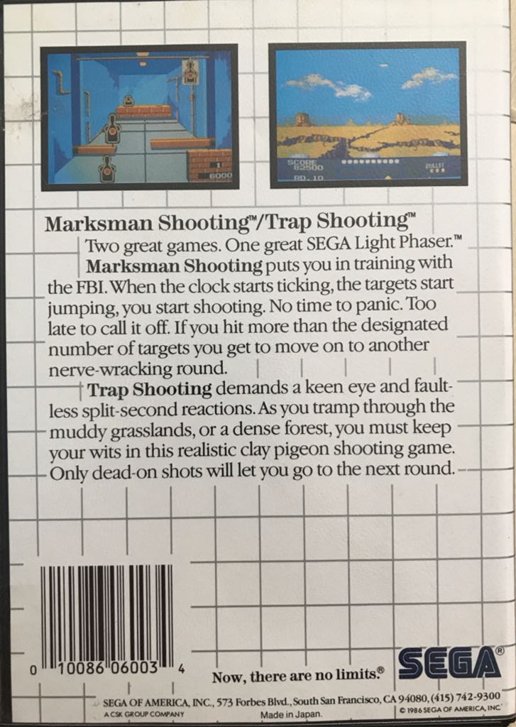 Marksman Shooting and Trap Shooting - Sega Master System (Sega - 1) video game collectible [Barcode 010086060034] - Main Image 2