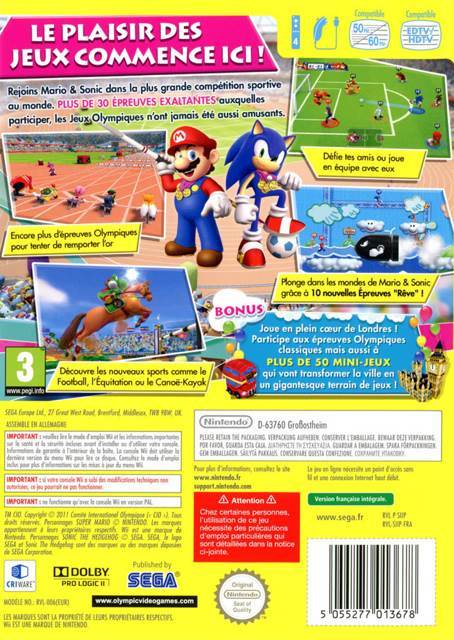Mario & Sonic aux Jeux Olympiques de Londres 2012 - Nintendo Wii (Sega - 1-4) video game collectible [Barcode 5055277013678] - Main Image 2