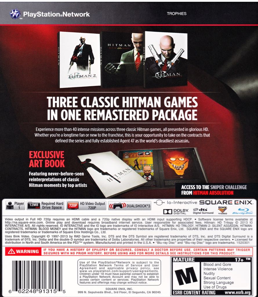 Hitman Hd Trilogy - Sony PlayStation 3 (PS3) (Square Enix - 1) video game collectible [Barcode 662248913155] - Main Image 2