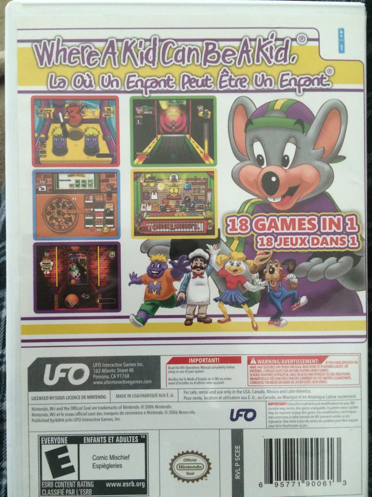 Chuck E Cheese’s Party Games - Nintendo Wii (1) video game collectible [Barcode 695771900613] - Main Image 2