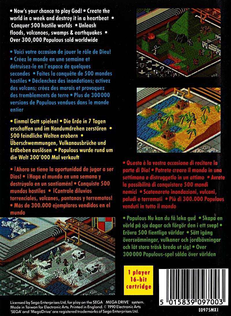 Populous - Sega Genesis (Mega Drive) (Electronic Arts/EA Games - 1) video game collectible [Barcode 014633070163] - Main Image 2