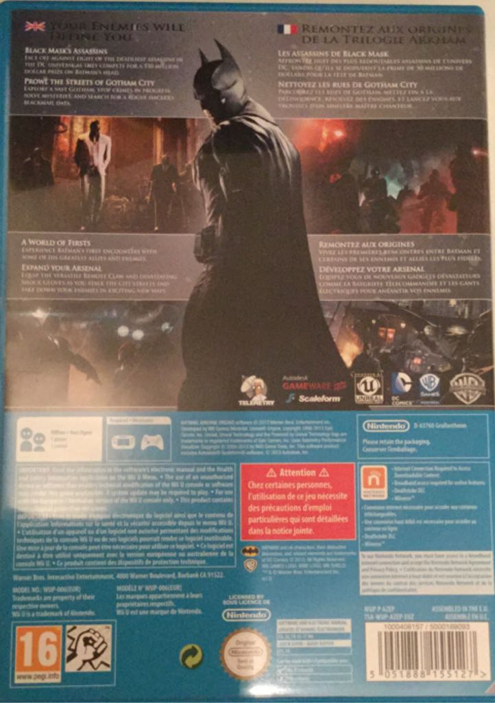Batman Arkham Origins - Nintendo Wii U (Interactive,warner Bros - 1) video game collectible [Barcode 5051888155127] - Main Image 2