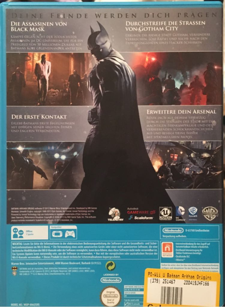 Batman: Arkham Origins - Nintendo Wii U (WB Games - 1) video game collectible [Barcode 5051890159915] - Main Image 2