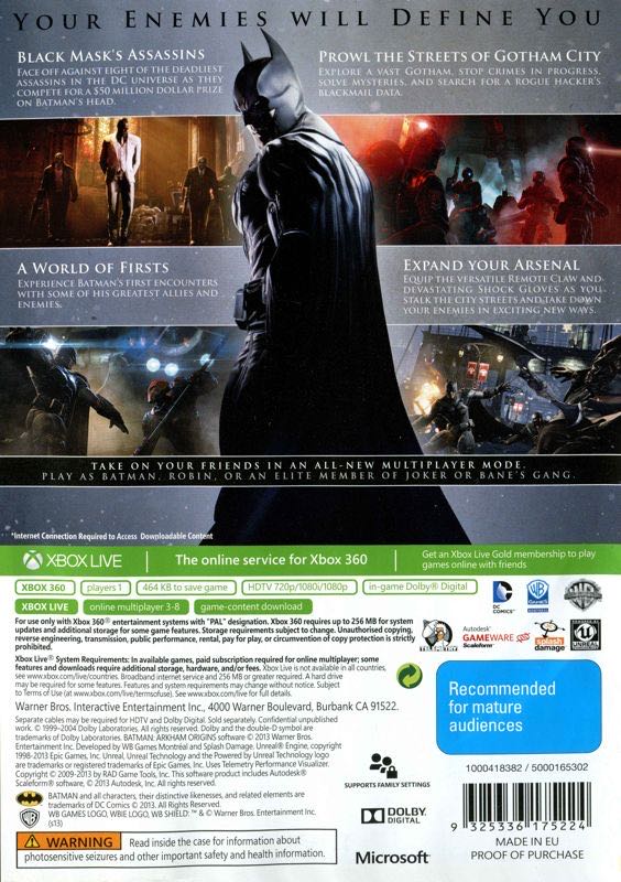 Batman Arkham Origins - Microsoft Xbox 360 (Warner Bros Games - 1) video game collectible [Barcode 5051891091856] - Main Image 2