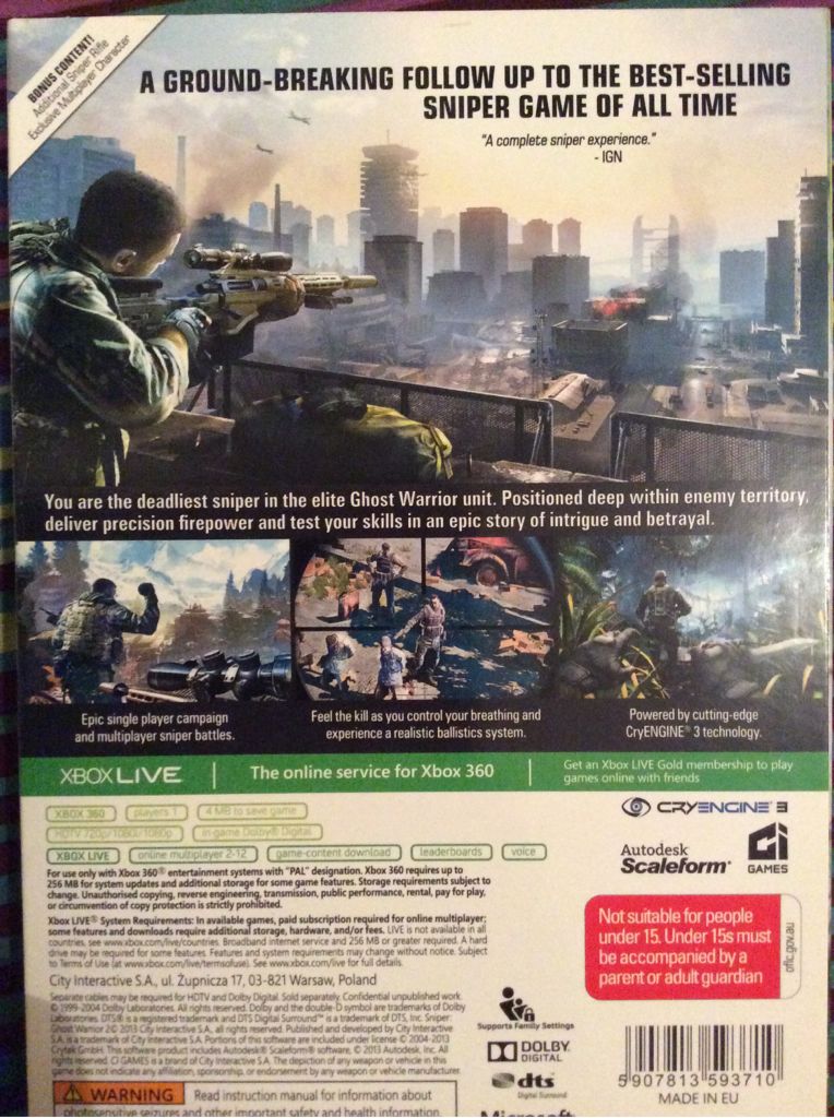 Sniper Ghost Warrior 2 - Microsoft Xbox 360 (City Interactive S.A. - 1) video game collectible [Barcode 5907813593710] - Main Image 2