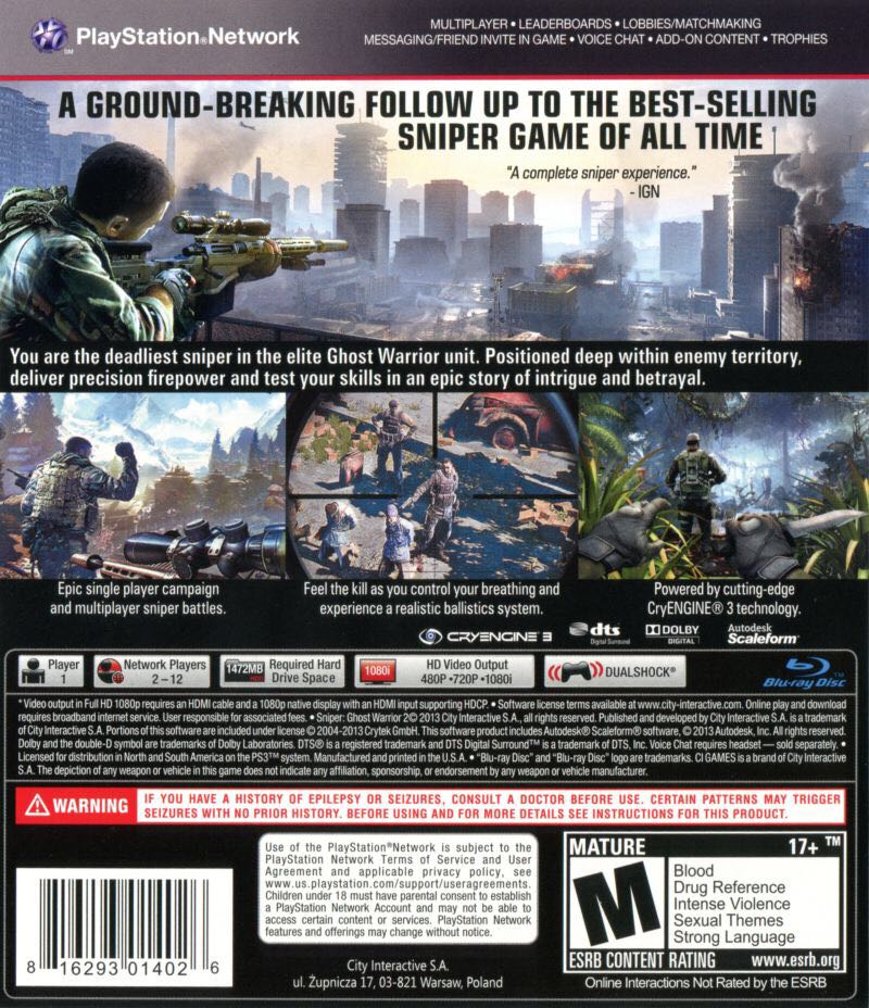Sniper Ghost Warrior 2 - Sony PlayStation Network (PSN) video game collectible - Main Image 2