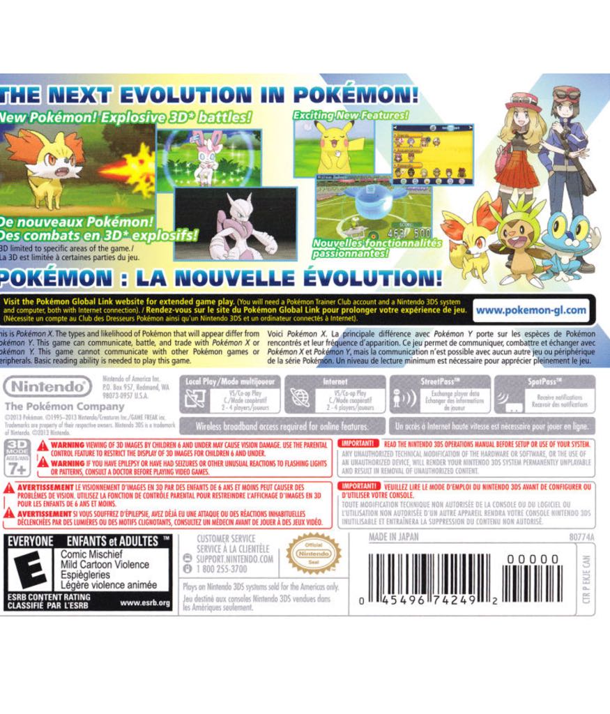 Pokemon X - Nintendo 3DS (2010 Nintendo - 1-4) video game collectible - Main Image 2
