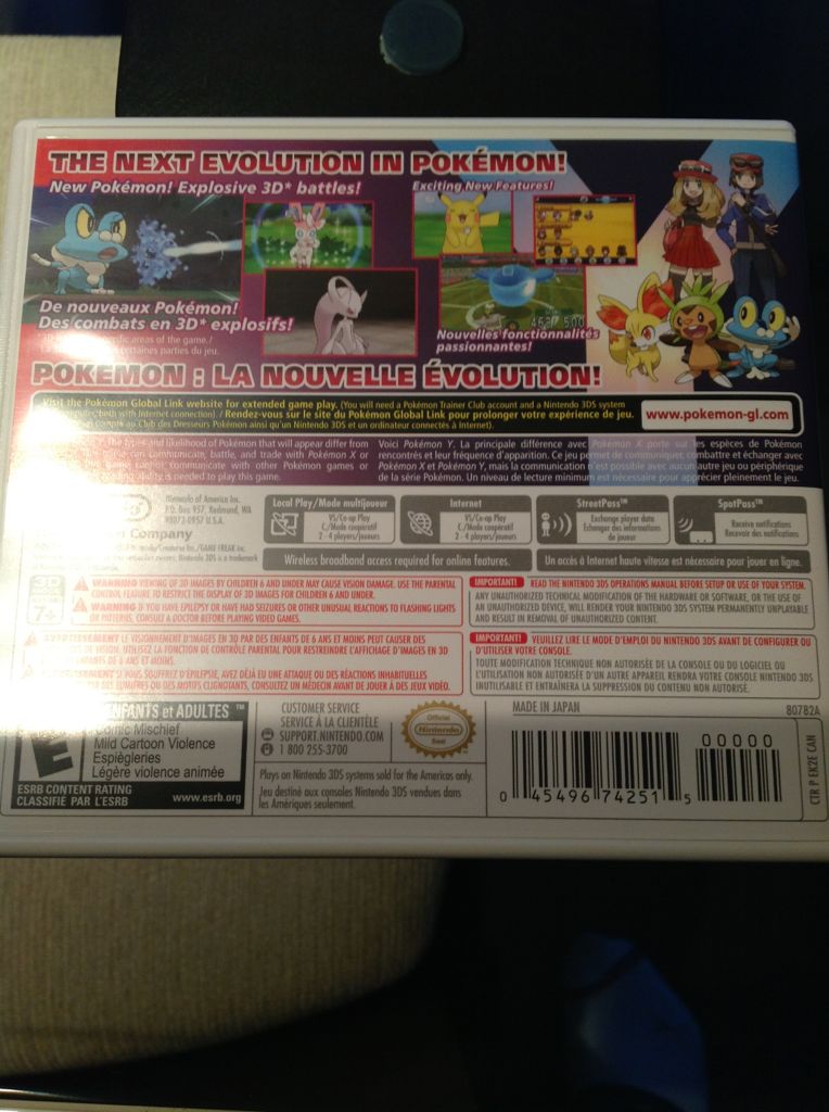 Pokémon: Y - Nintendo 3DS (Nintendo - 1) video game collectible [Barcode 045496742515] - Main Image 2