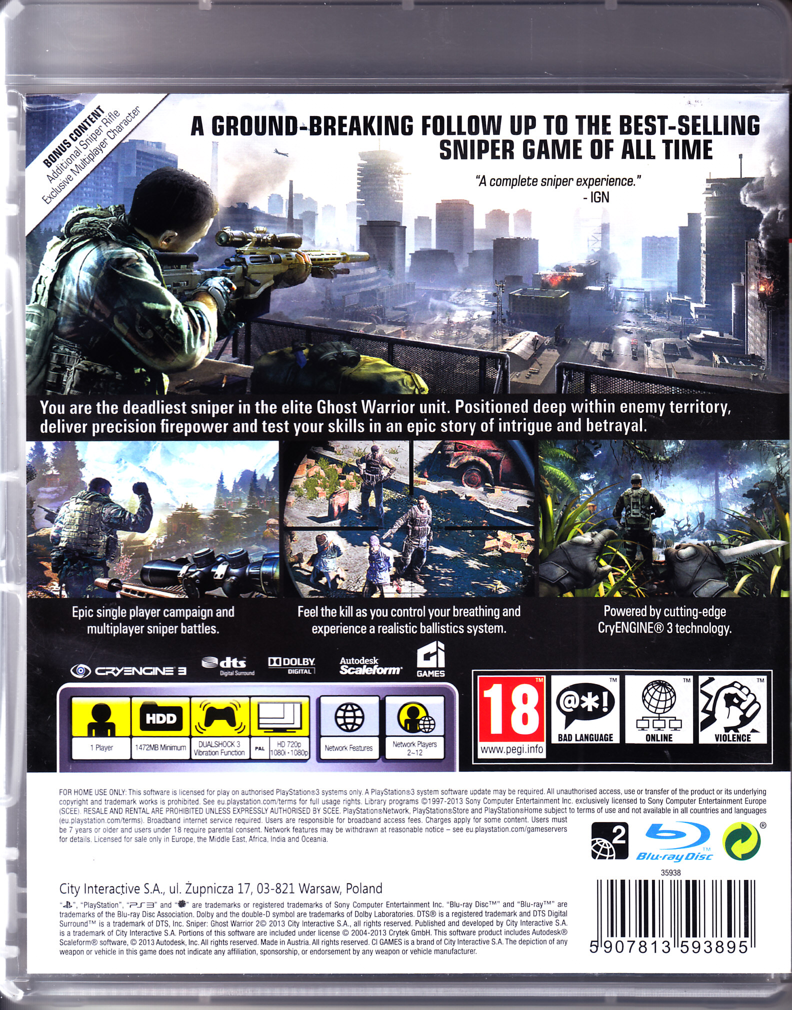 Sniper: Ghost Warrior 2 - Sony PlayStation 3 (PS3) (City Interactive - 12) video game collectible [Barcode 5907813593895] - Main Image 2