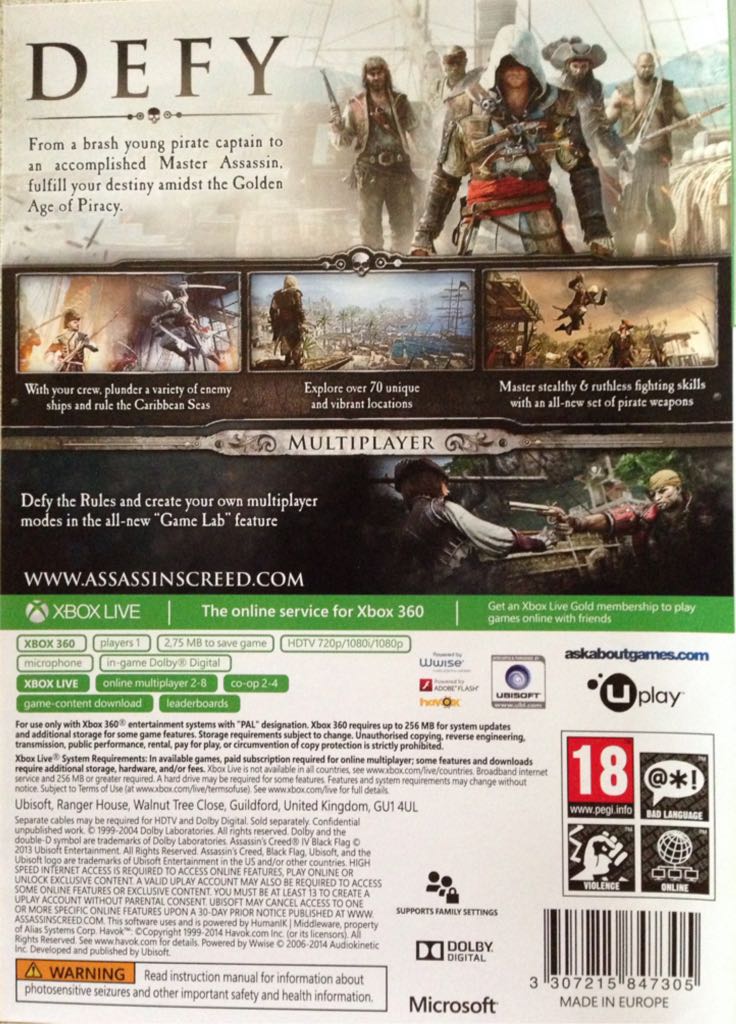 Assassins Creed IV Black Flag - Microsoft Xbox 360 (Ubisoft - 2) video game collectible [Barcode 3307215847305] - Main Image 2