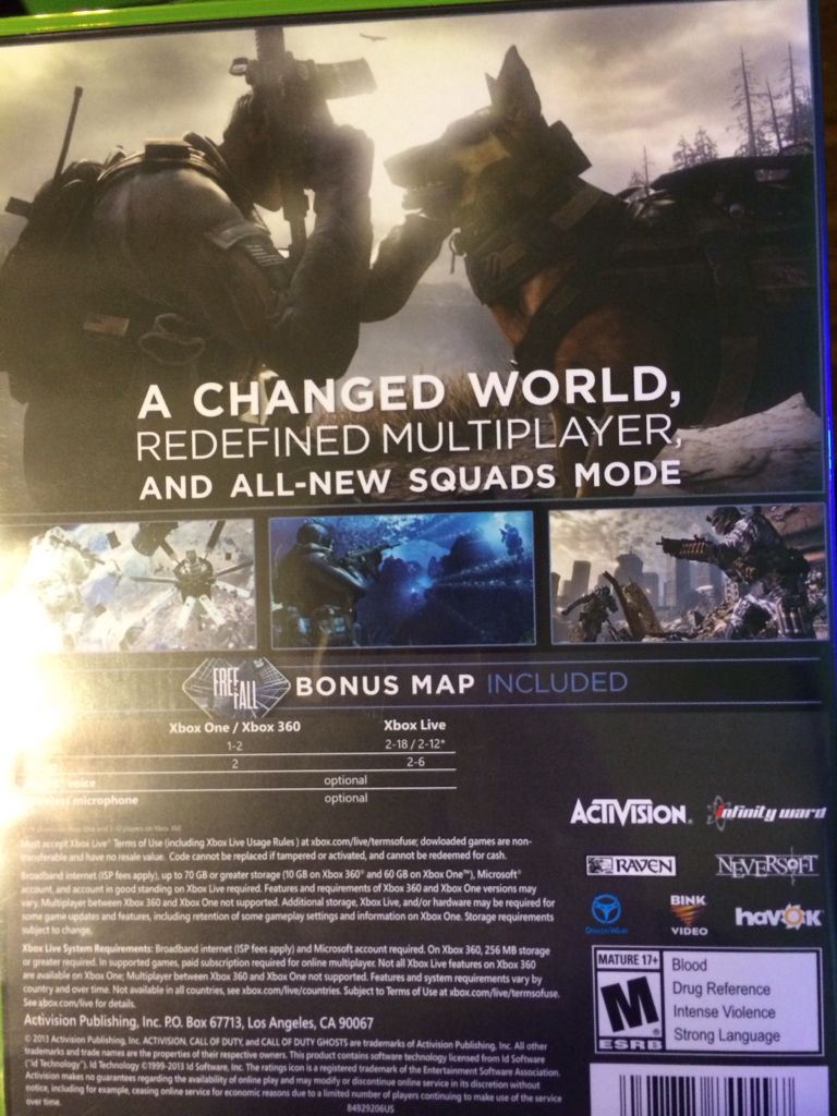 Call Of Duty Ghosts - Microsoft Xbox 360 (Activation - 2) video game collectible [Barcode 047875849297] - Main Image 2