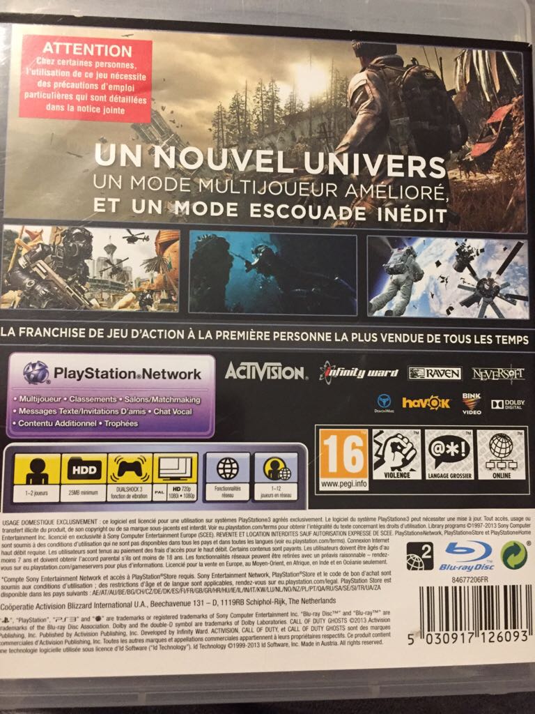 Call Of Duty Ghosts - Sony PlayStation 3 (PS3) (Activision - 1) video game collectible [Barcode 5030917126093] - Main Image 2