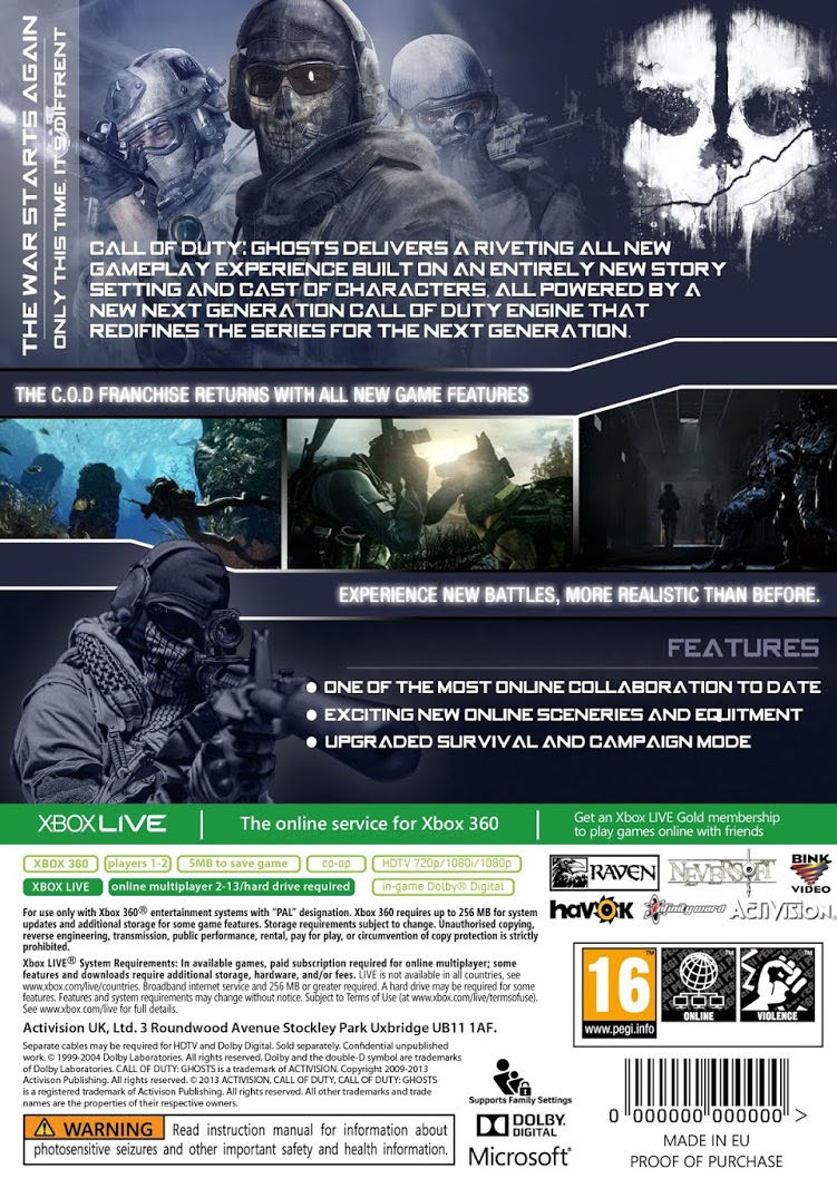 Call of Duty Ghosts - Microsoft Xbox 360 (Activision - 1-2) video game collectible - Main Image 2