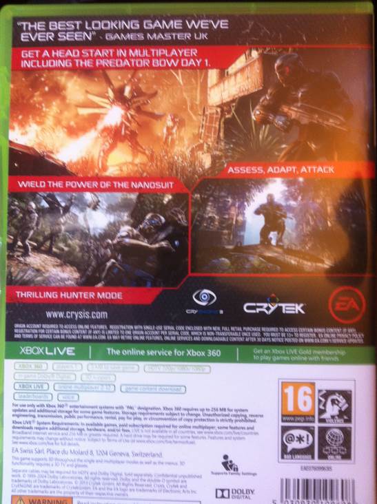 Crysis 3 - Microsoft Xbox 360 ((EA) Electronic Arts) video game collectible [Barcode 5030930109608] - Main Image 2