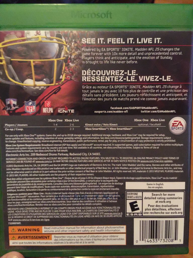 Madden NFL 25 - Microsoft Xbox ((EA) Electronic Arts) video game collectible [Barcode 014633732085] - Main Image 2