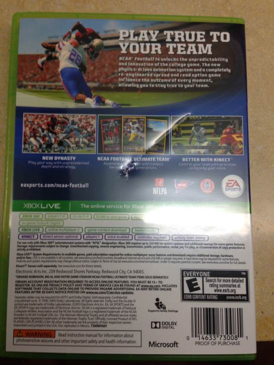 NCAA Football 14 - Microsoft Xbox 360 (EA Sports  - 1-4) video game collectible [Barcode 014633730081] - Main Image 2