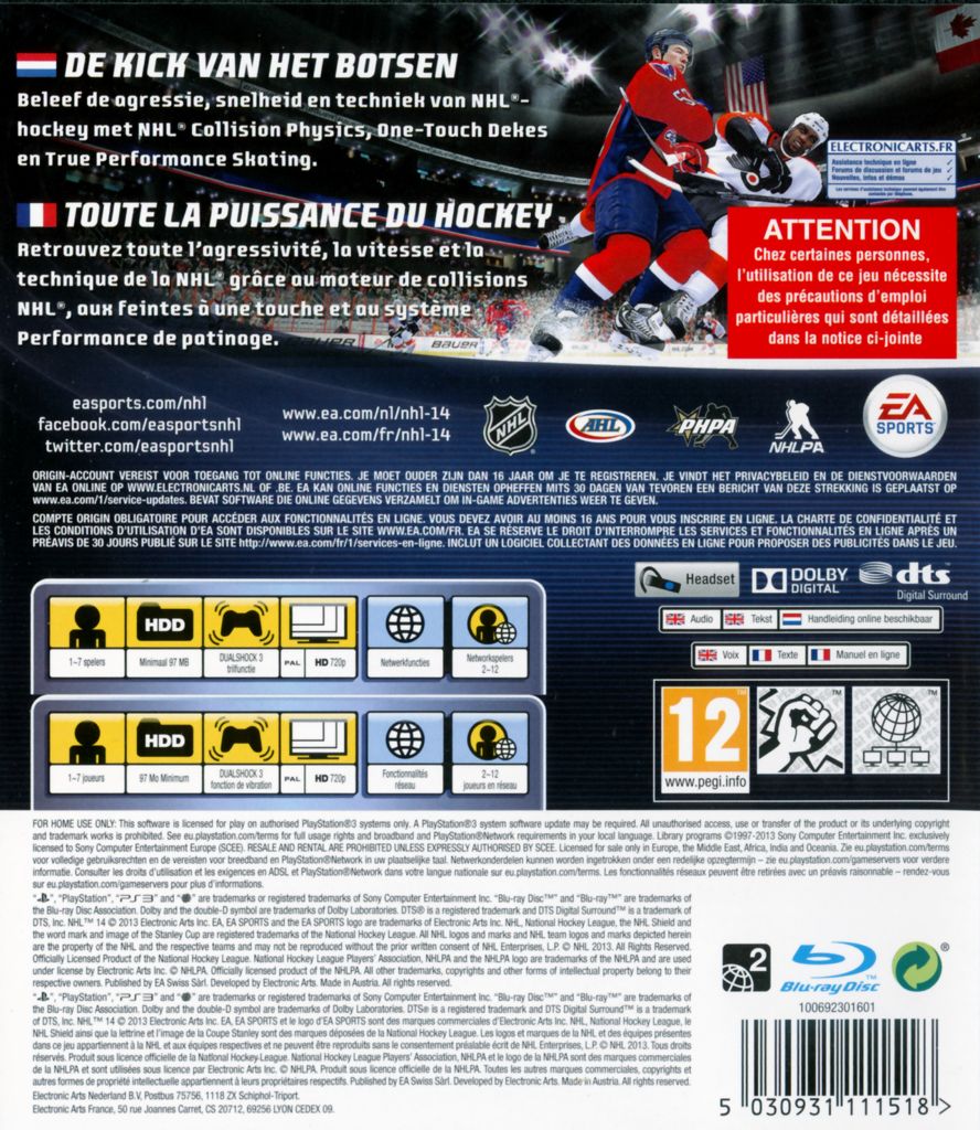 NHL 14 - Sony PlayStation 3 (PS3) ((EA) Electronic Arts - 8) video game collectible [Barcode 014633730999] - Main Image 2