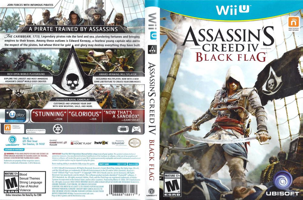 Assassin’s Creed IV: Black Flag - Nintendo Wii U (Ubisoft - 1) video game collectible [Barcode 008888188117] - Main Image 3