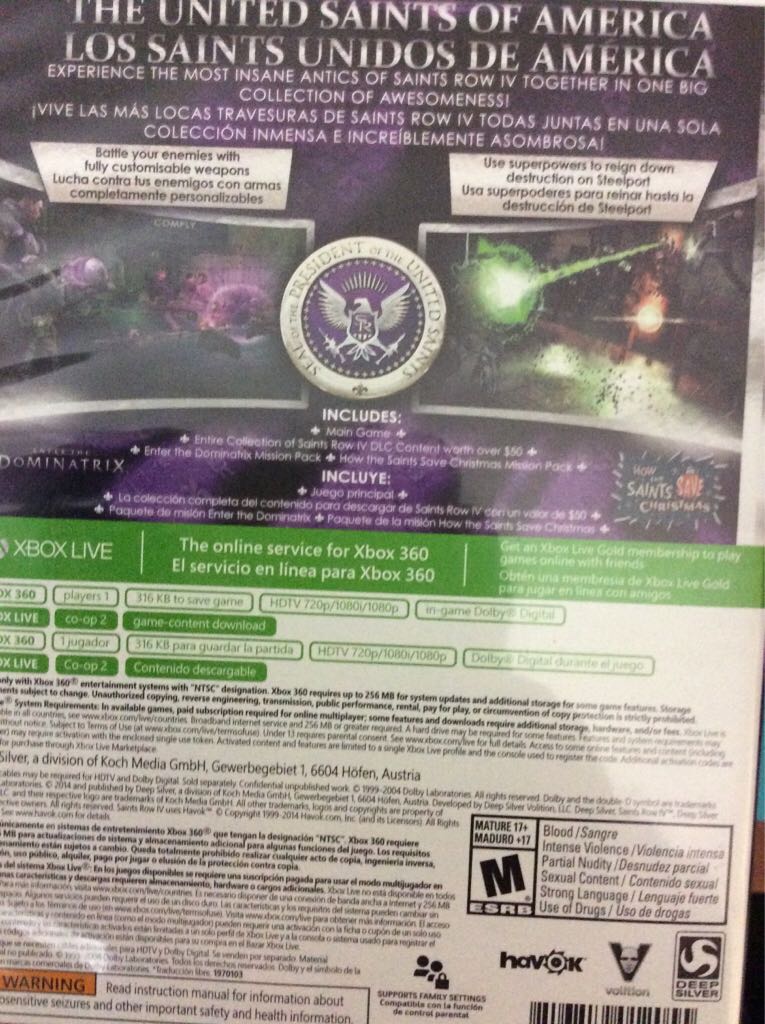 Saints Row IV - Microsoft Xbox 360 (Deep Silver - 1) video game collectible [Barcode 816819012055] - Main Image 2