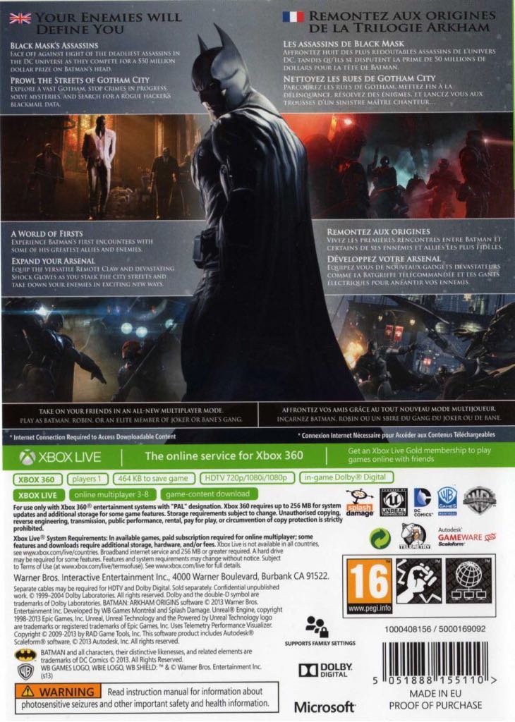 Batman: Arkham Origins - Microsoft Xbox 360 (WB Games - 1) video game collectible [Barcode 5051892154697] - Main Image 2