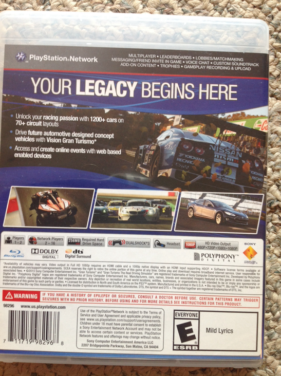 Gran Turismo 6 - Sony PlayStation 3 (PS3) (Sony Computer Enteraiment - 1-2) video game collectible [Barcode 711719982968] - Main Image 2