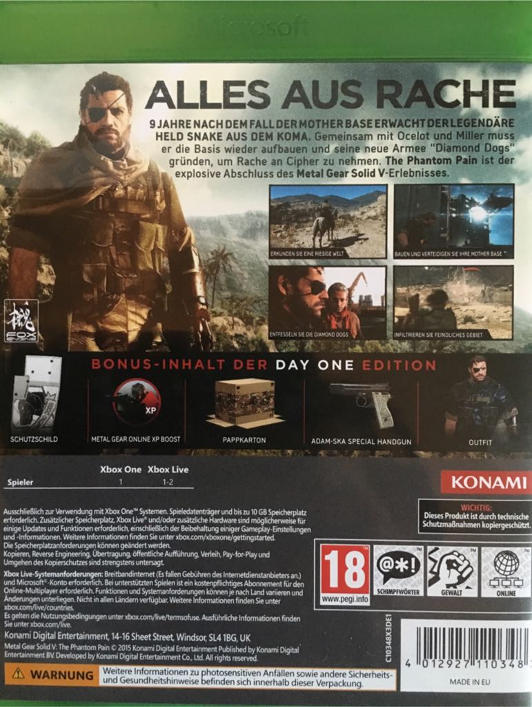 Metal Gear Solid V: The Phantom Pain - Microsoft Xbox One (Konami Digital Entertainment - 1) video game collectible [Barcode 083717301820] - Main Image 2