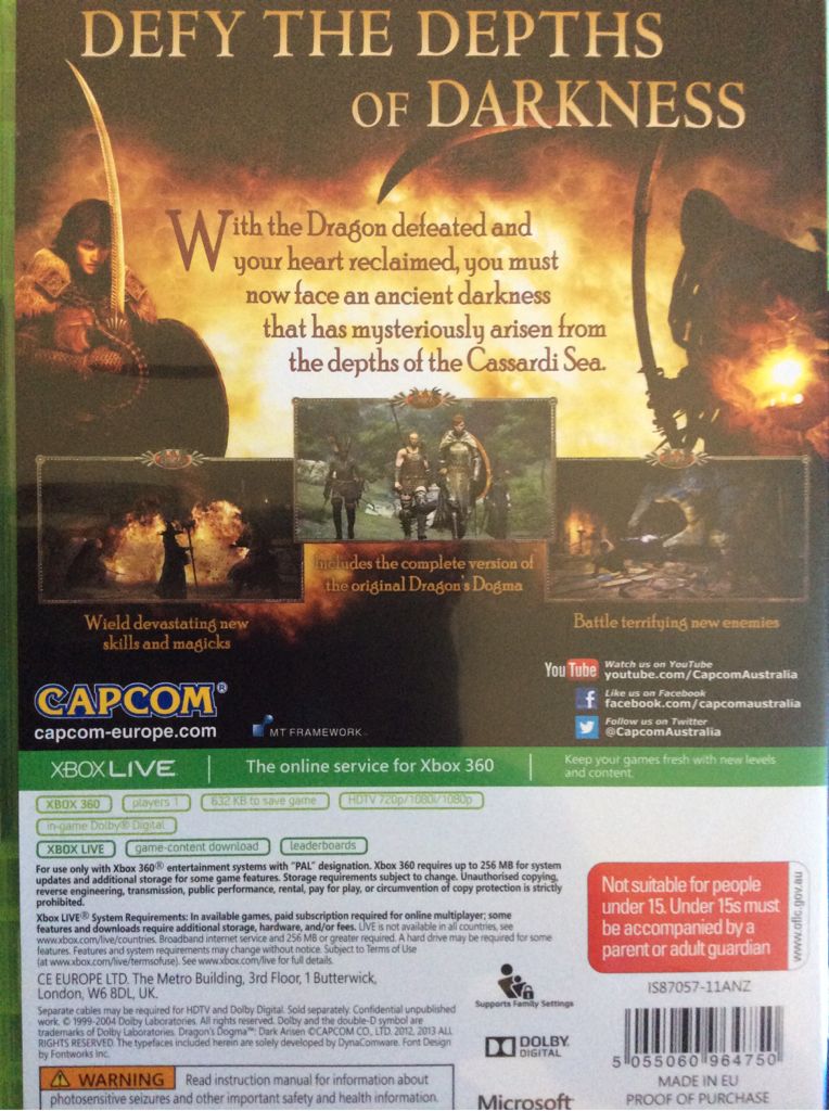 Dragon’s Dogma: Dark Arisen - Microsoft Xbox 360 (CE europe Ltd. - 1) video game collectible [Barcode 5055060964750] - Main Image 2