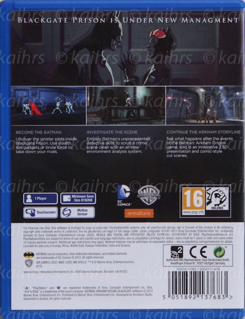 Batman Arkham Origins : Blackgate - Sony PlayStation Vita (PS Vita) (WB Games - 1) video game collectible [Barcode 5051890158109] - Main Image 2