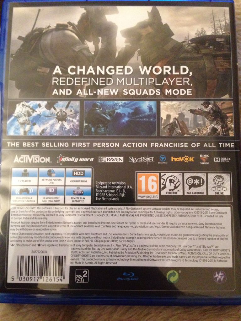 Call of Duty: Ghosts - Sony PlayStation 4 (PS4) (Activision - 2-18) video game collectible [Barcode 5030917126154] - Main Image 2