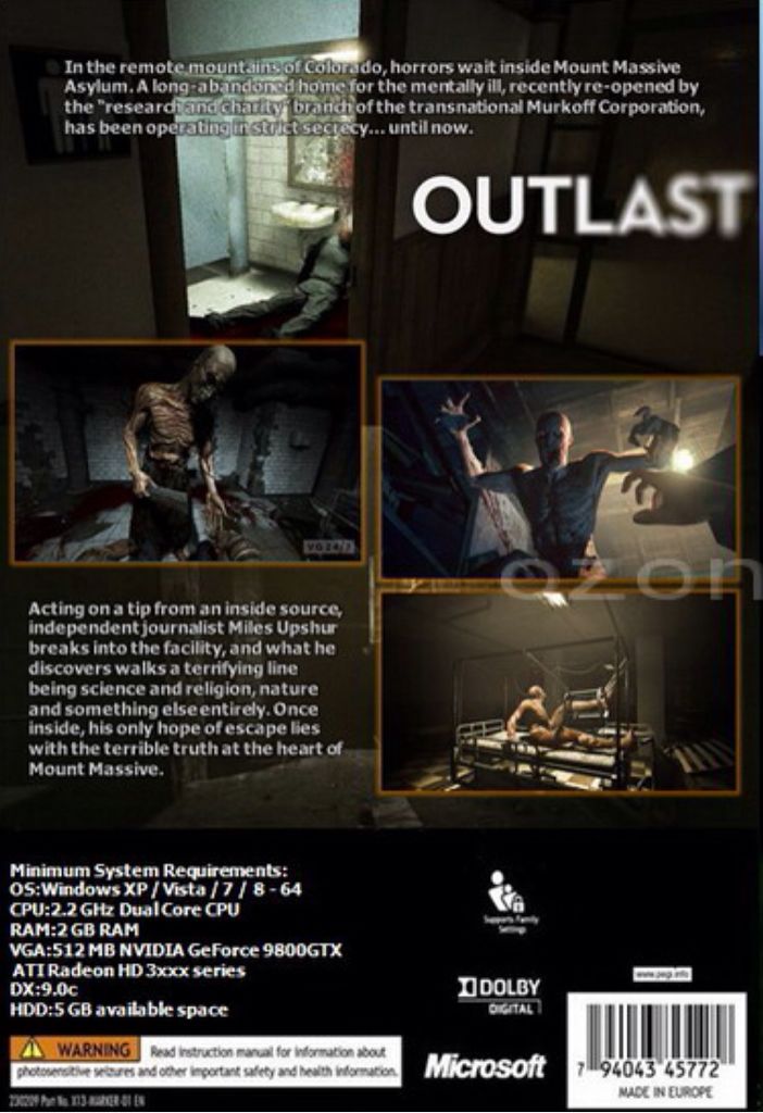 Outlast - Microsoft Xbox One video game collectible - Main Image 2