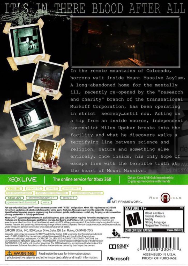 Outlast - Microsoft Xbox Live video game collectible - Main Image 2