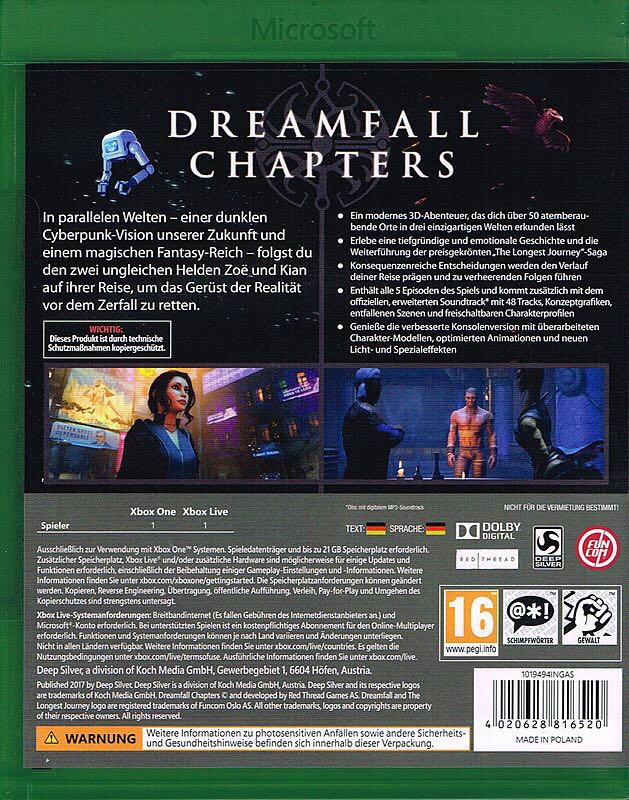 Dreamfall Chapters - Microsoft Xbox One (Deep Silver - Single) video game collectible - Main Image 2