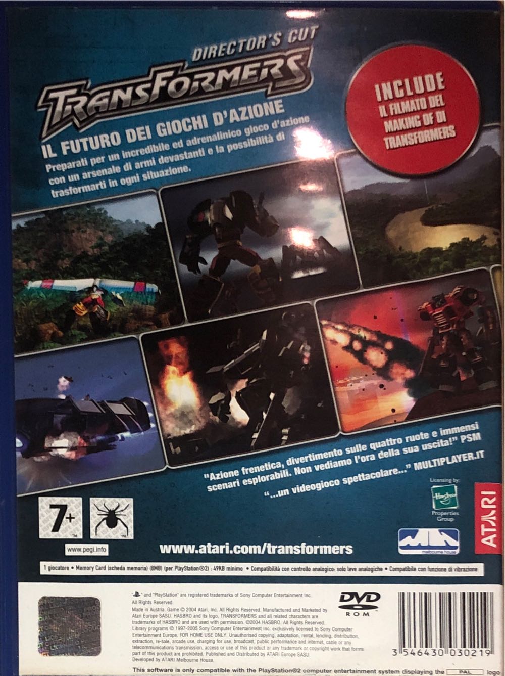 Transformers Director’s Cut - Sony PlayStation 2 (PS2) (Atari - 1) video game collectible [Barcode 3546430030219] - Main Image 2