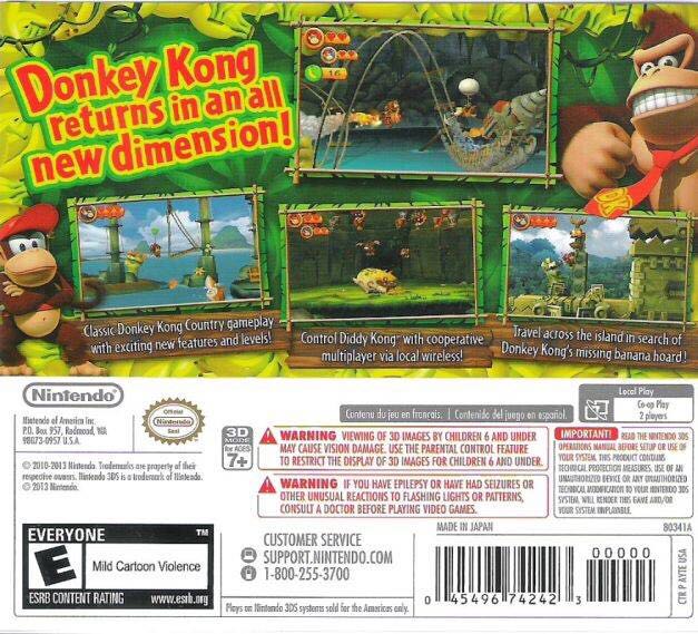 ($2013) Donkey Kong Country Returns 3D - Nintendo 3DS (1) video game collectible [Barcode 045496523565] - Main Image 2