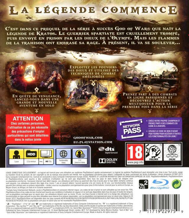 God Of War Ascension - Sony PlayStation 3 (PS3) (Sony Comptuter Entertainment) video game collectible [Barcode 711719231356] - Main Image 2