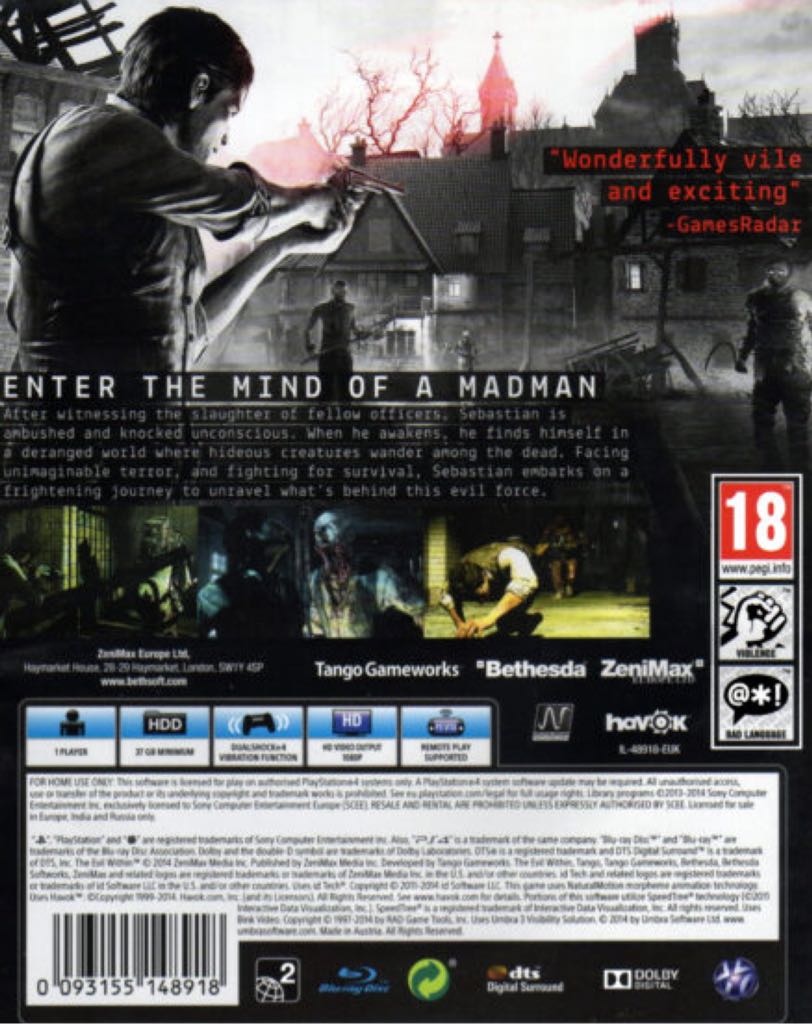 Evil Within, The - Sony PlayStation 4 (PS4) video game collectible [Barcode 0093155148963] - Main Image 2