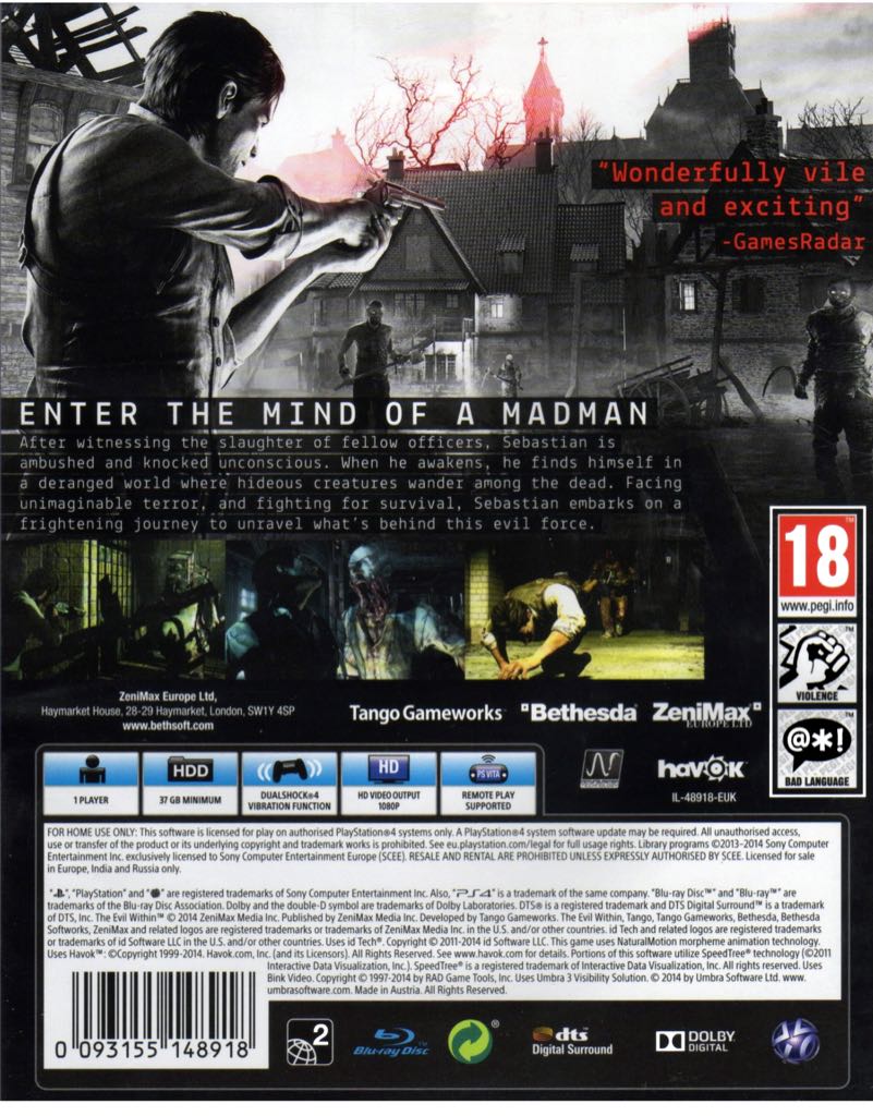 The Evil Within - Sony PlayStation 3 (PS3) (Bethedesa - 1) video game collectible [Barcode 093155148260] - Main Image 2